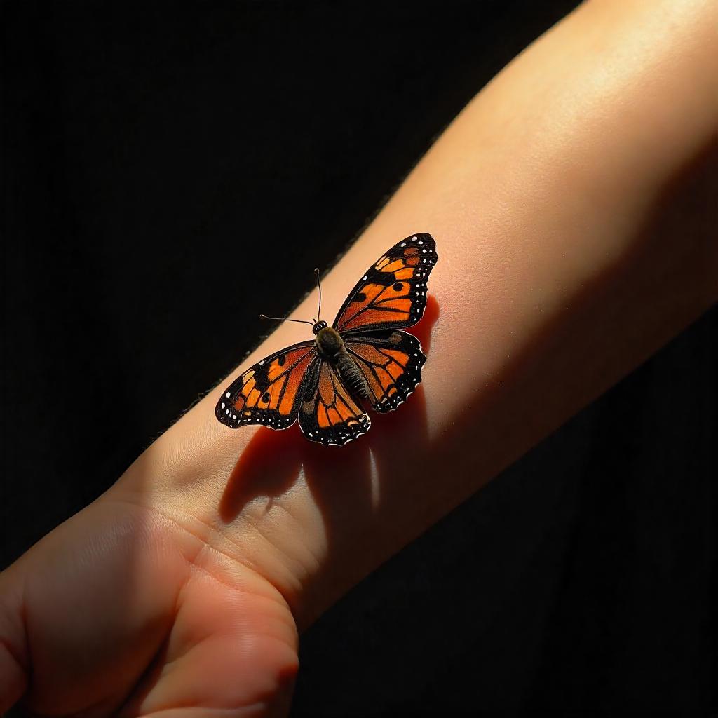 Tatuaje de mariposa 3d en el antebrazo