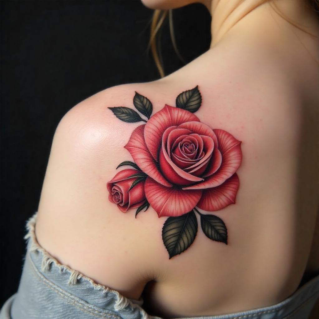 Tatuaje de una rosa en la espalda