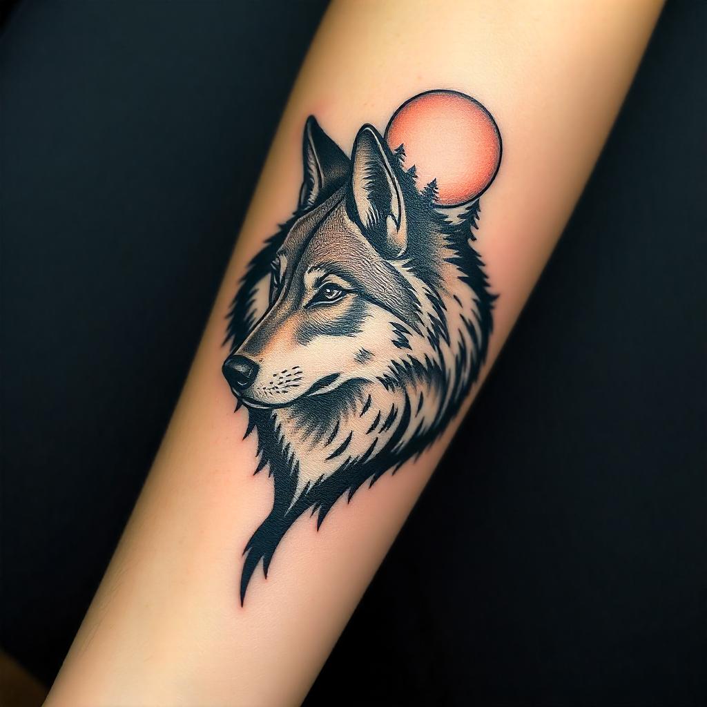 Tatuajes de Animales: Tatuaje de lobo en el antebrazo