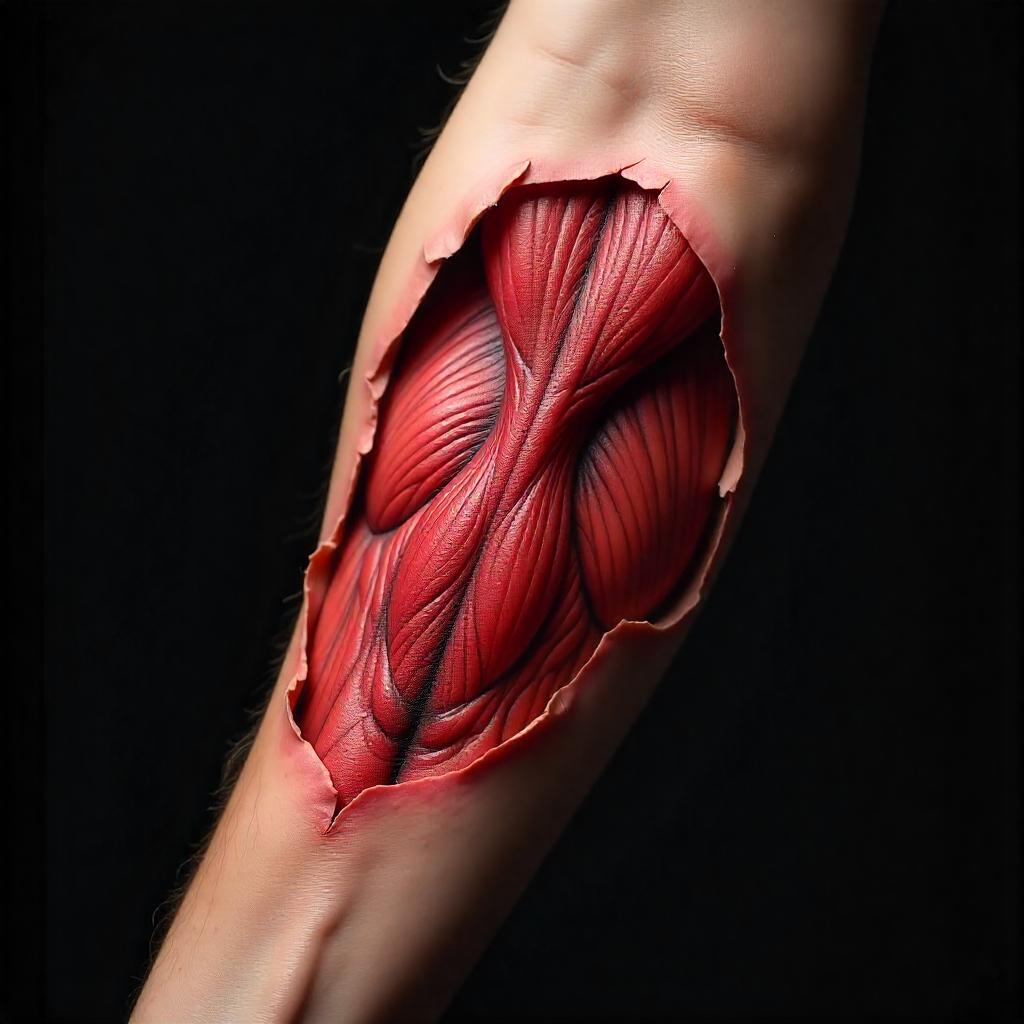 Tatuajes en 3D: Tatuaje Músculos expuestos efecto 3D