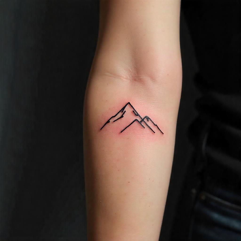 Tatuajes Minimalistas: Tatuaje de montañas en el antebrazo 