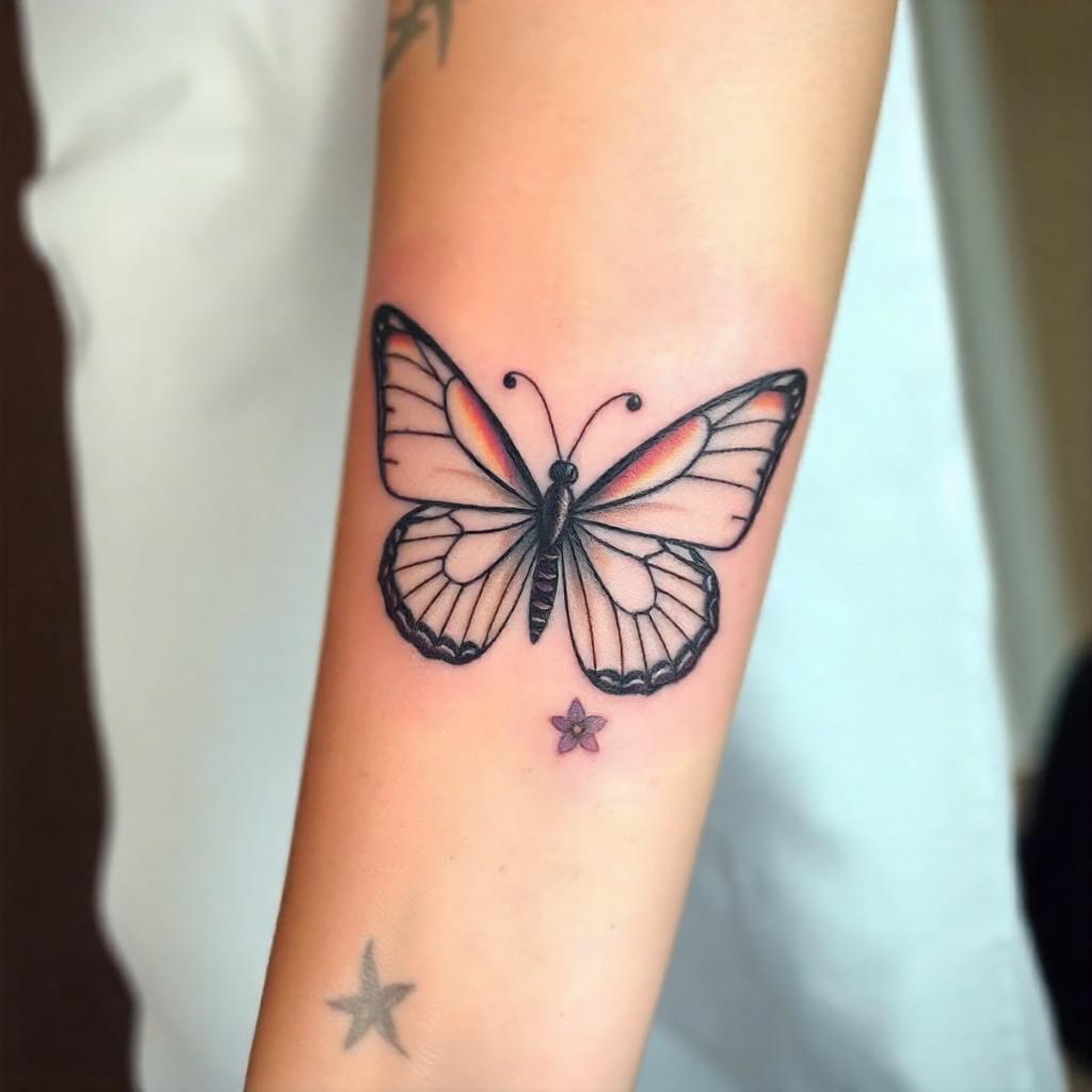 Tatuajes de Animales: Tatuaje de mariposa en el antebrazo