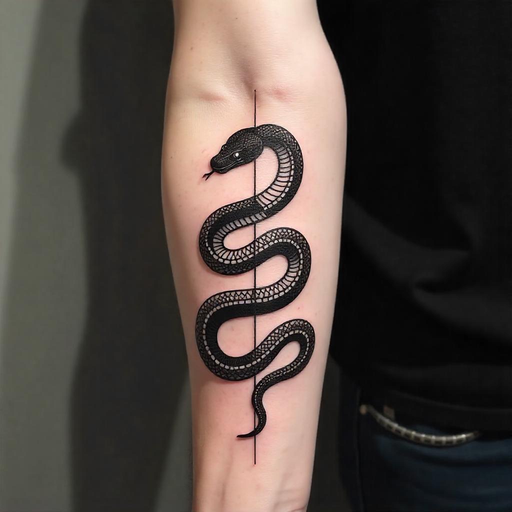 Tatuajes de Animales: Tatuaje de serpiente en el antebrazo