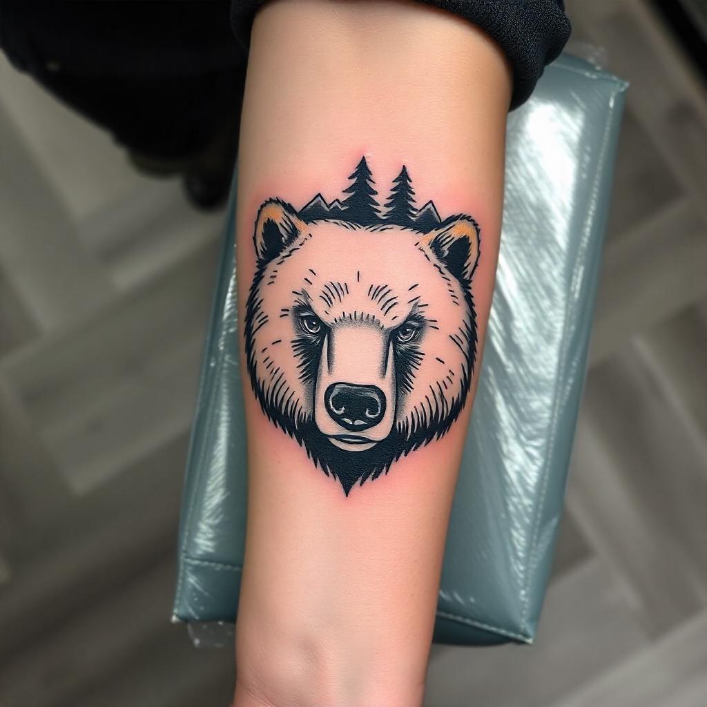 Tatuajes de Animales: Tatuaje de oso en el antebrazo