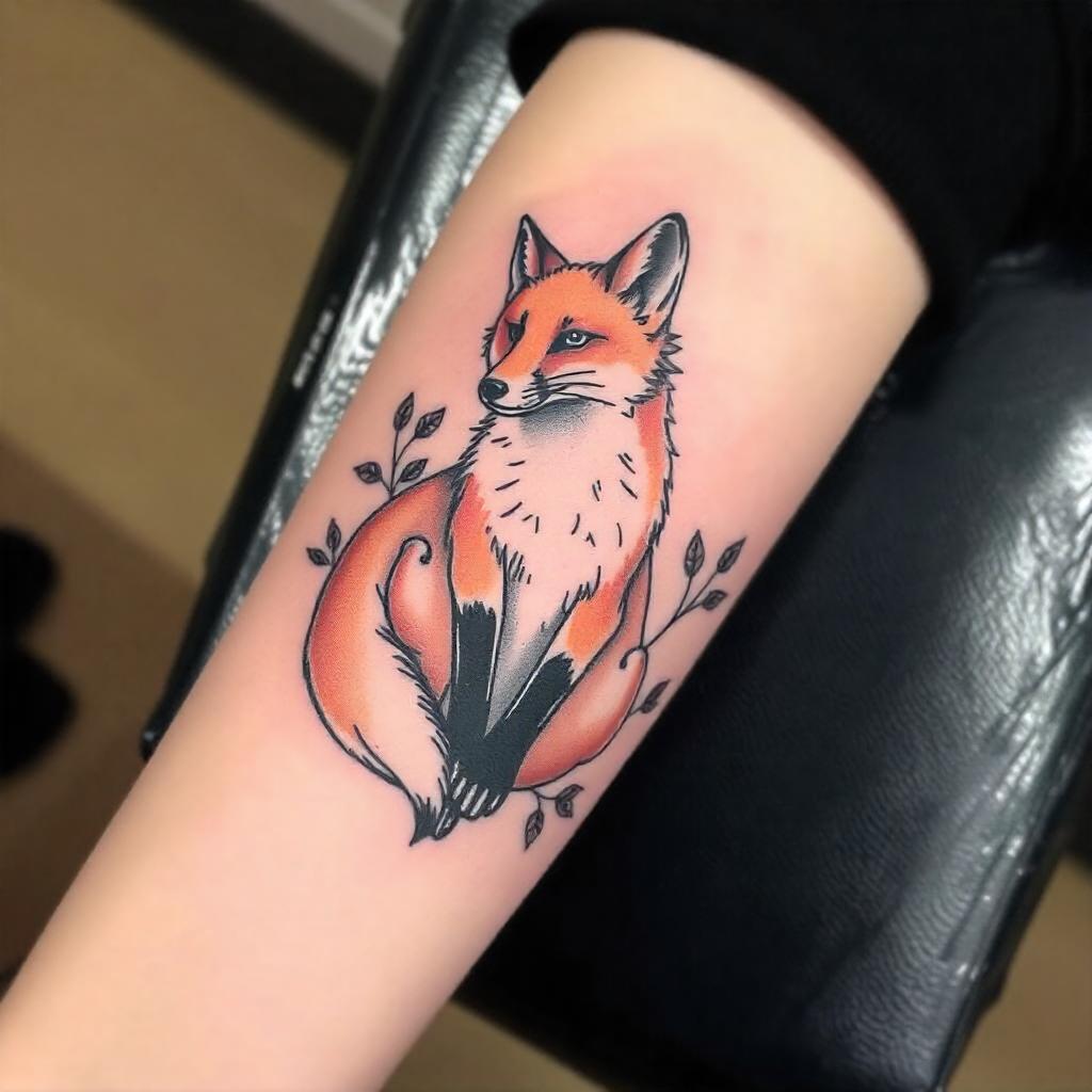 Tatuajes de Animales: Tatuaje de zorro en el antebrazo