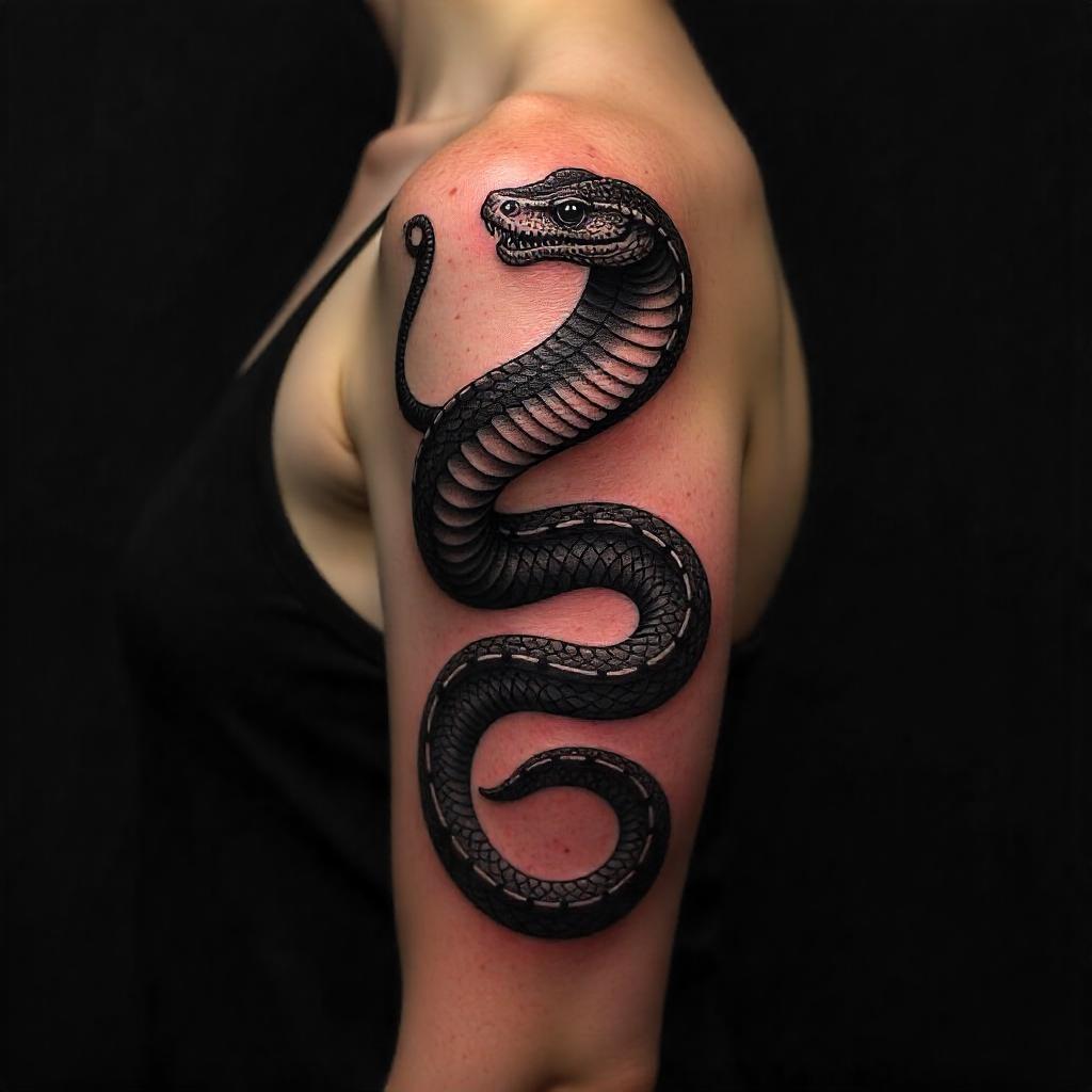 Tatuaje de serpiente universal en el brazo superior