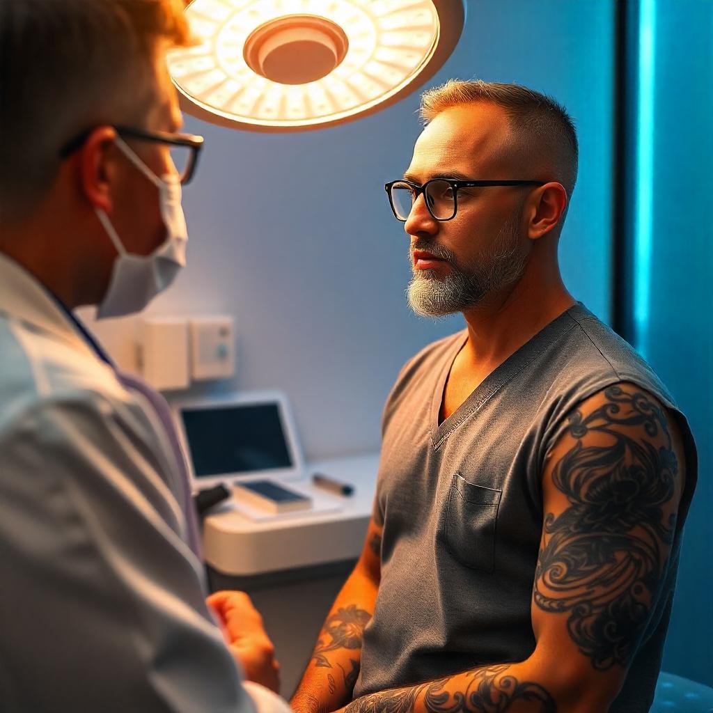 Consultar con un médico sobre la infección del tatuaje 