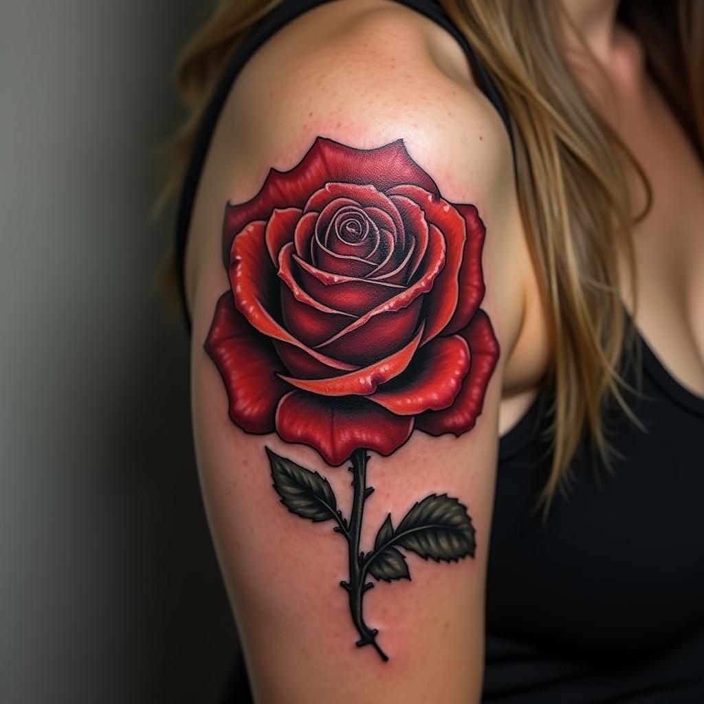 Tatuaje de Rosa en el Brazo Superior