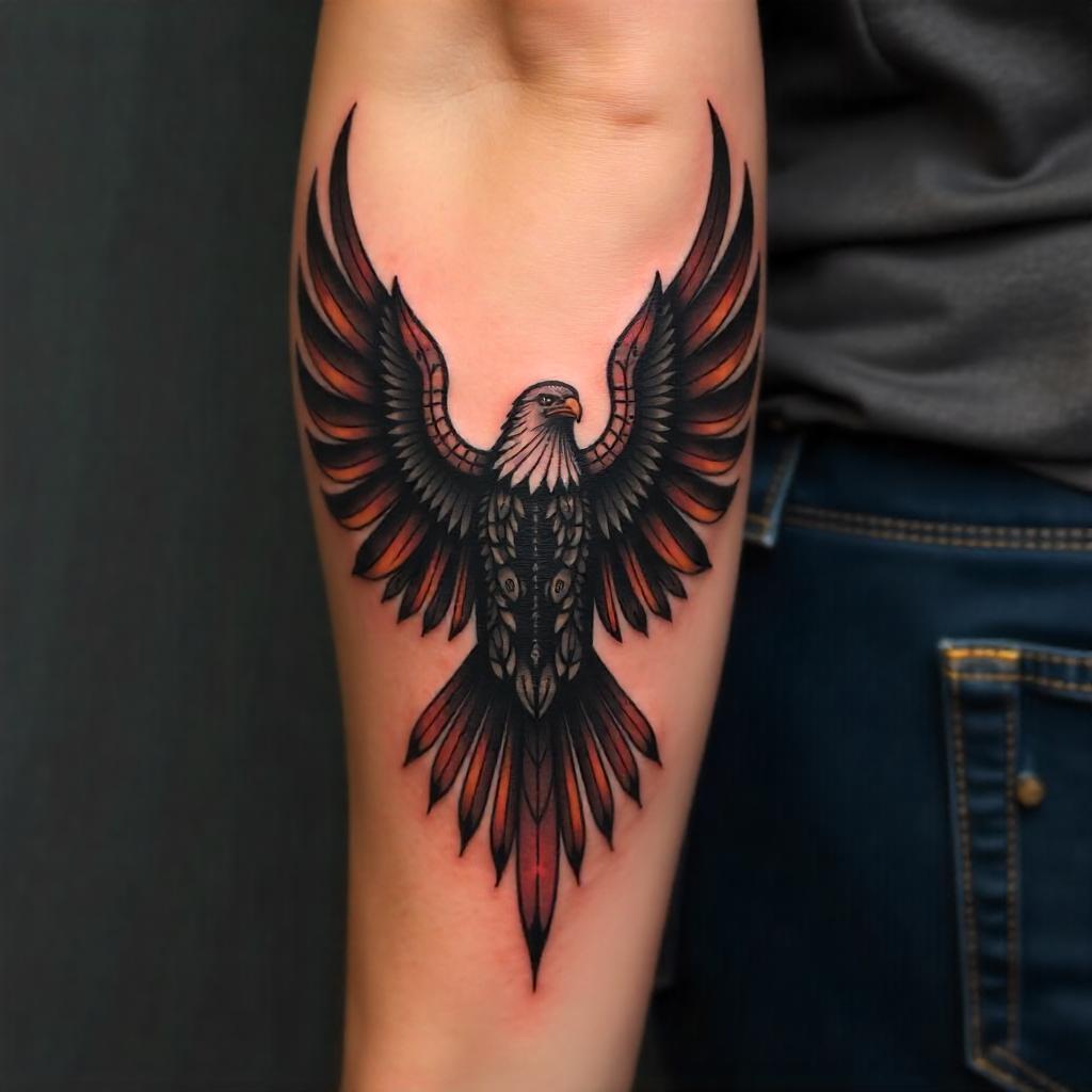 Tatuaje de un Aguila en el antebrazo