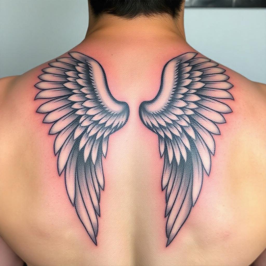 Tatuaje de alas de angel en la espalda