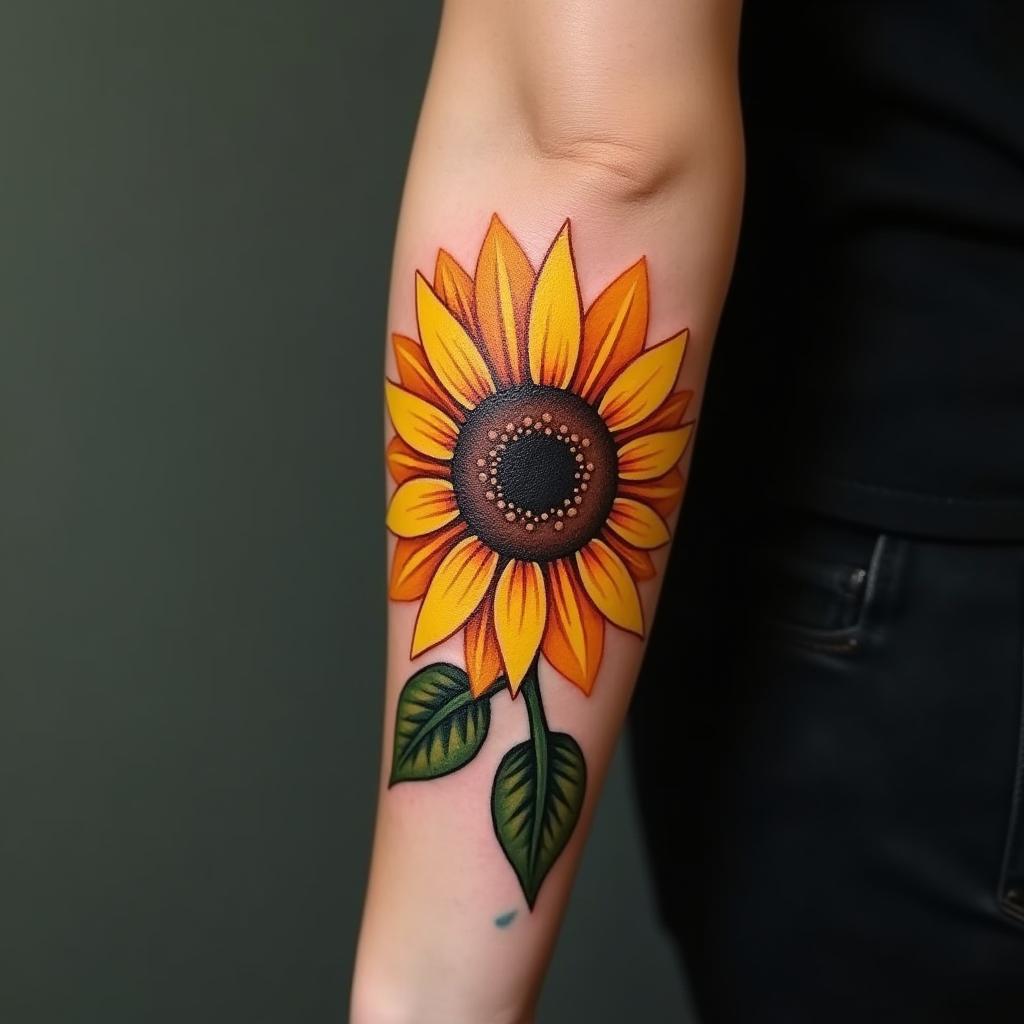 Tatuaje de Girasol en el Hombro