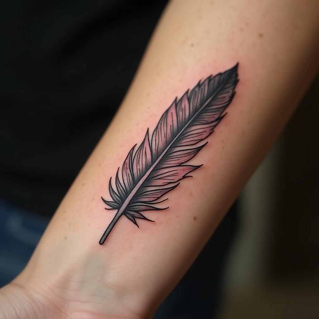 Tatuaje Realista de Pluma en el Costado