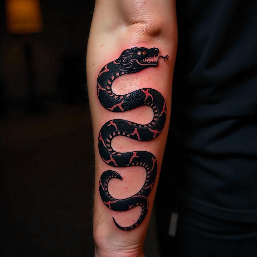 Tatuaje de serpiente japonesa en el antebrazo