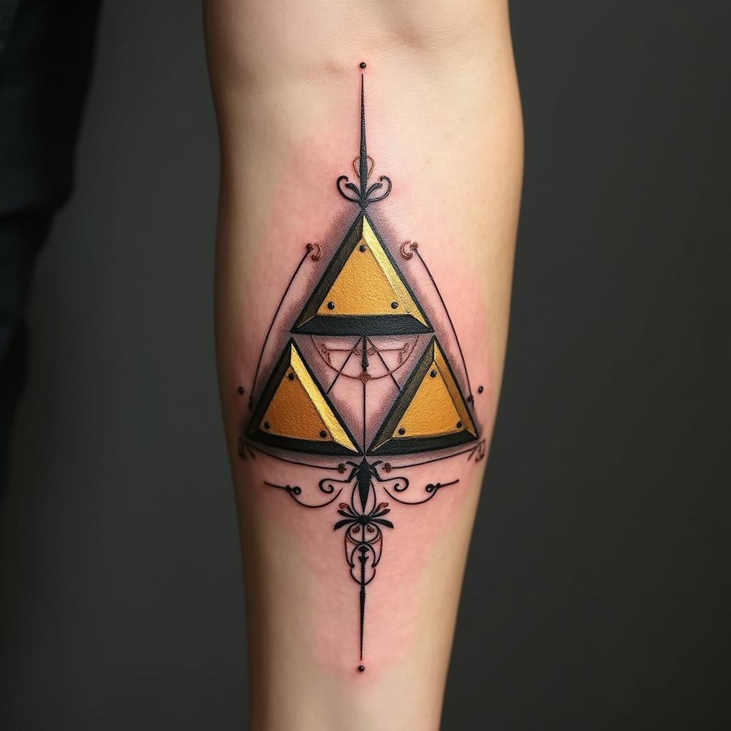 Tatuaje de Triforce en el antebrazo Tributo a Legend of Zelda