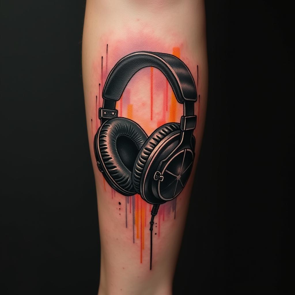 Tatuaje de auriculares en el brazo