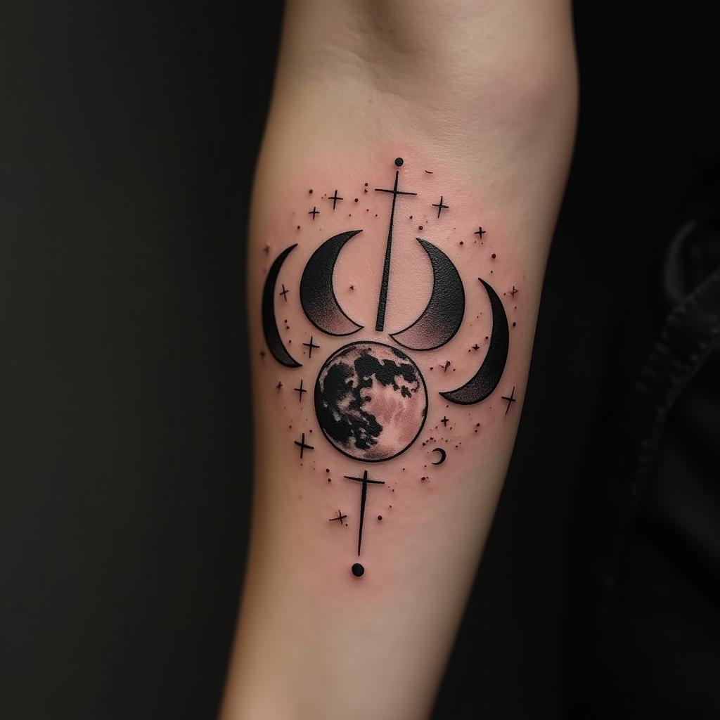 Tatuaje de las Fases de la Luna en el Antebrazo