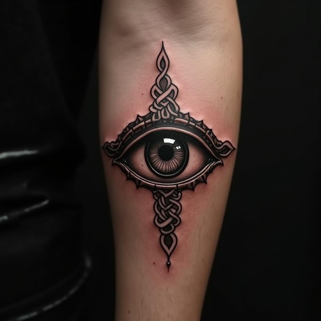 Tatuaje de ojo celta en el brazo