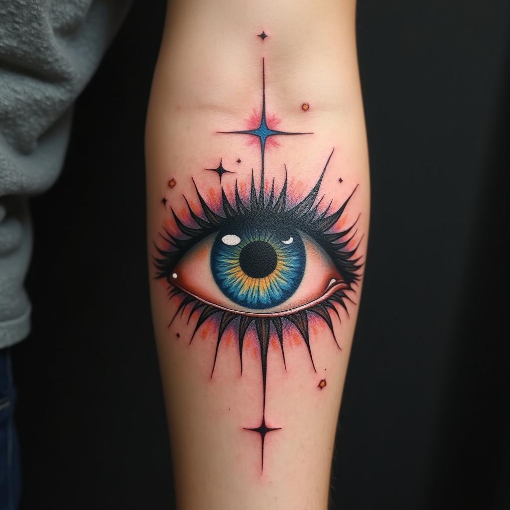 Tatuaje de ojo místico en el brazo