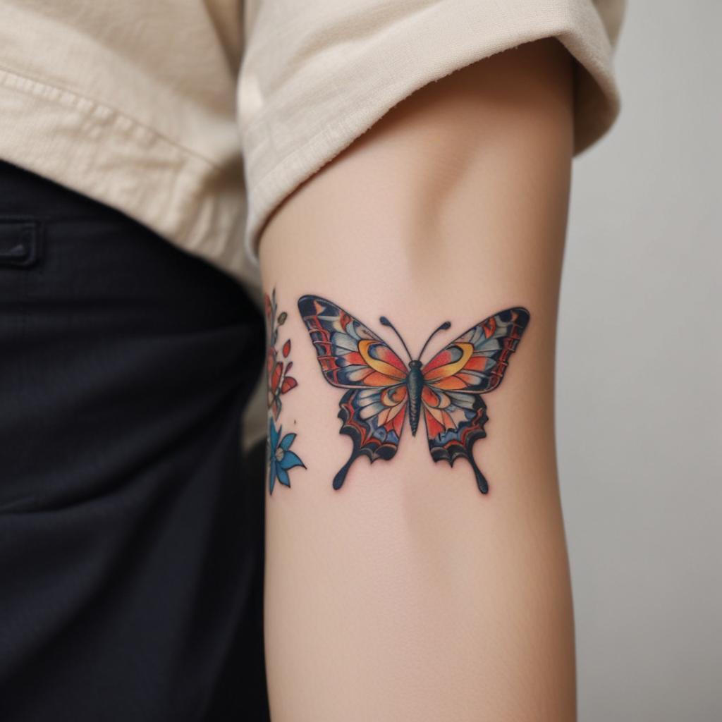 Tatuaje de mariposa japonesa en el muslo