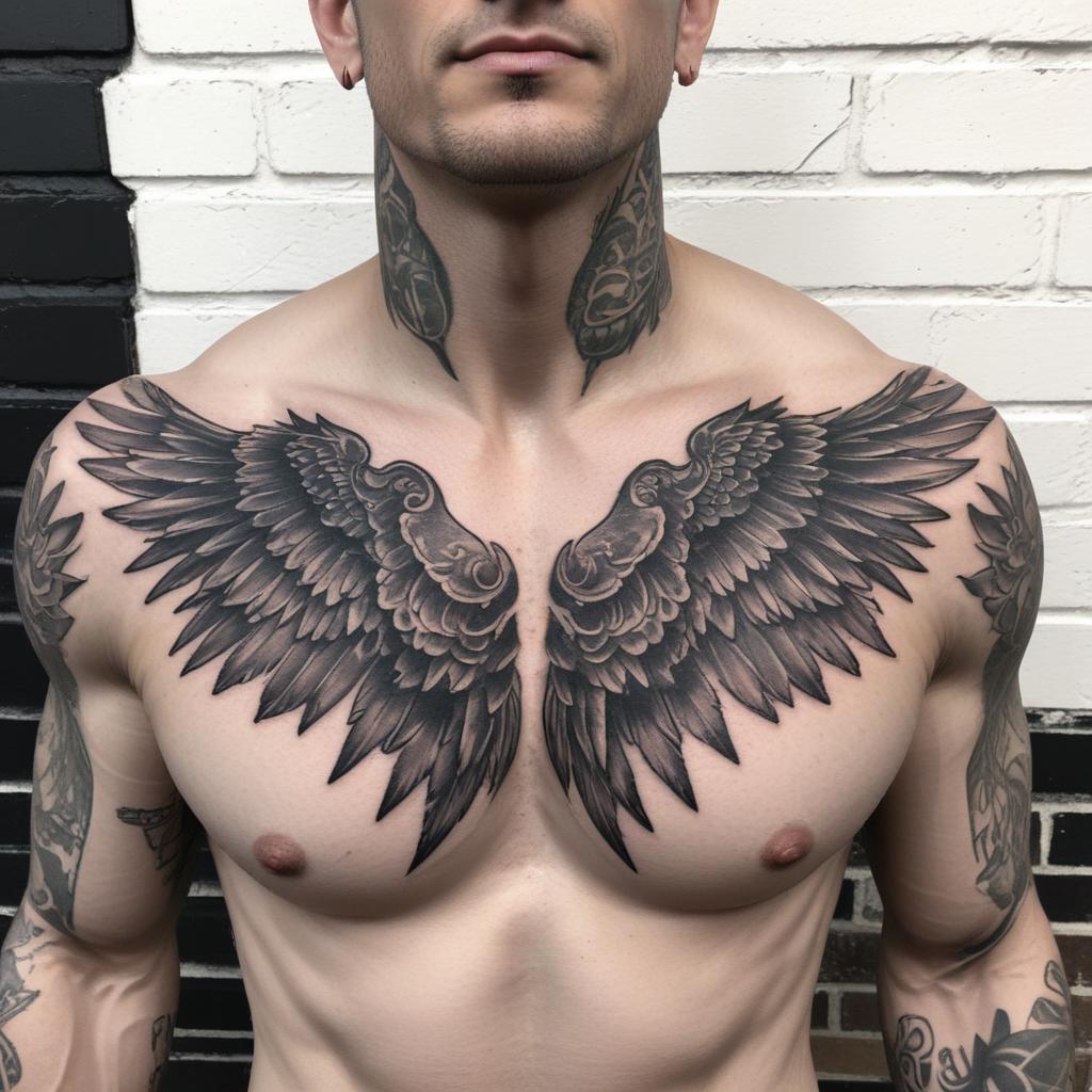 Tatuaje de alas en el pecho