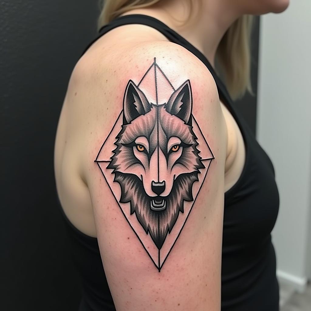 tatuaje geométrico en el brazo; tatuajes para mujeres